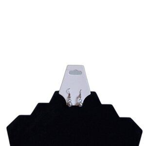 Silver Toned Gray Round Bead Lightweight Drop Style Fashion Jewelry Earrings